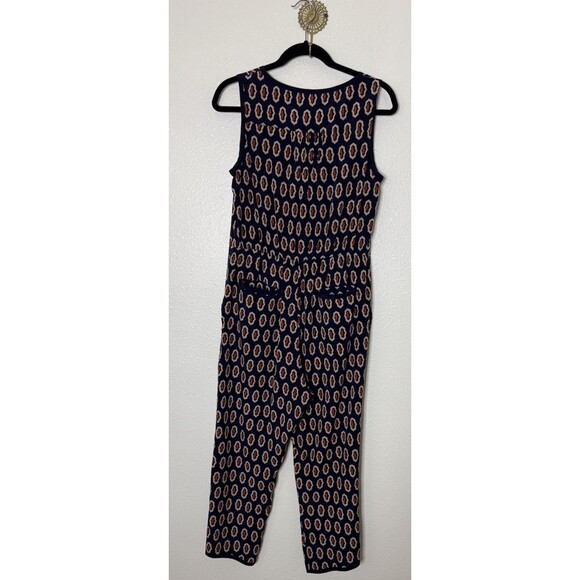 Anthropologie Lilka Women's Sleeveless Patterned Straight Jumpsuit Blue Small - Picture 3 of 8